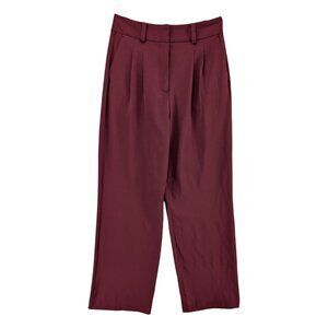 Jason Wu Wide Leg Pants Womens Burgundy Pleated High Rise Slacks Size XS